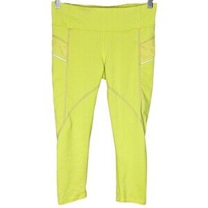 Athleta Aloha Yellow Stride Capri Leggings Pants sz S * Bright Neon for Running